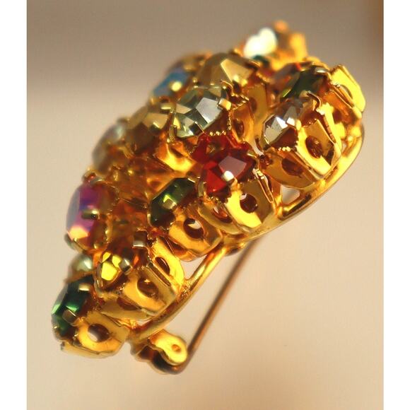 Vintage Rhinestone Austria Brooch Earrings Set - Picture 7 of 10